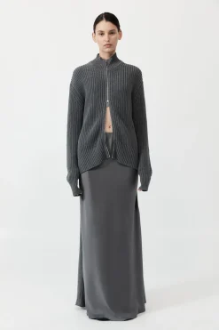 Jumpers*St. Agni Zip Detail Cardigan - Smoke