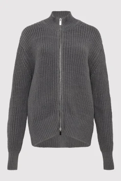 Jumpers*St. Agni Zip Detail Cardigan - Smoke
