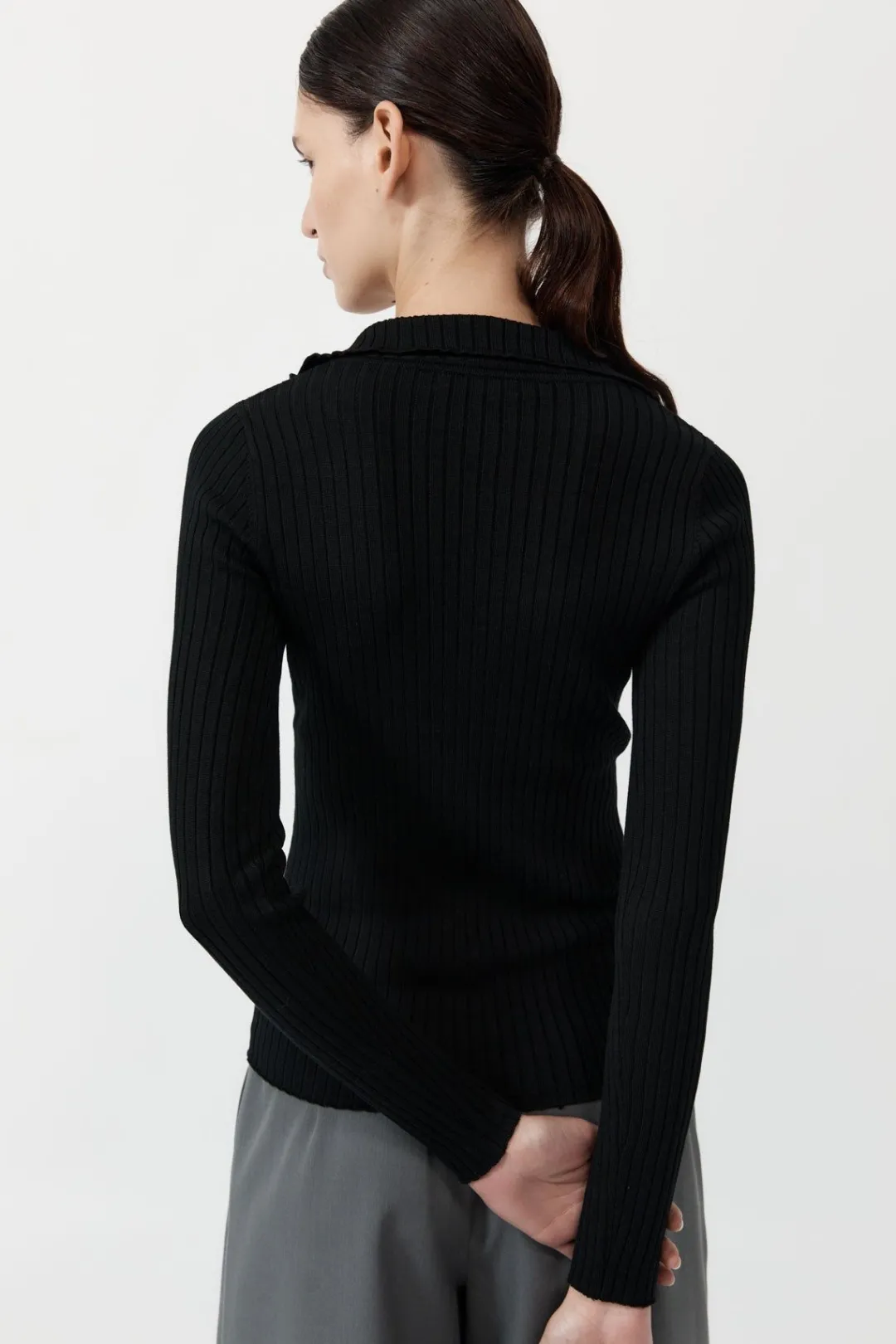 Tops*St. Agni Zip Front Top - Black