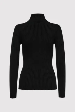 Knitwear*St. Agni Zip Front Top - Black